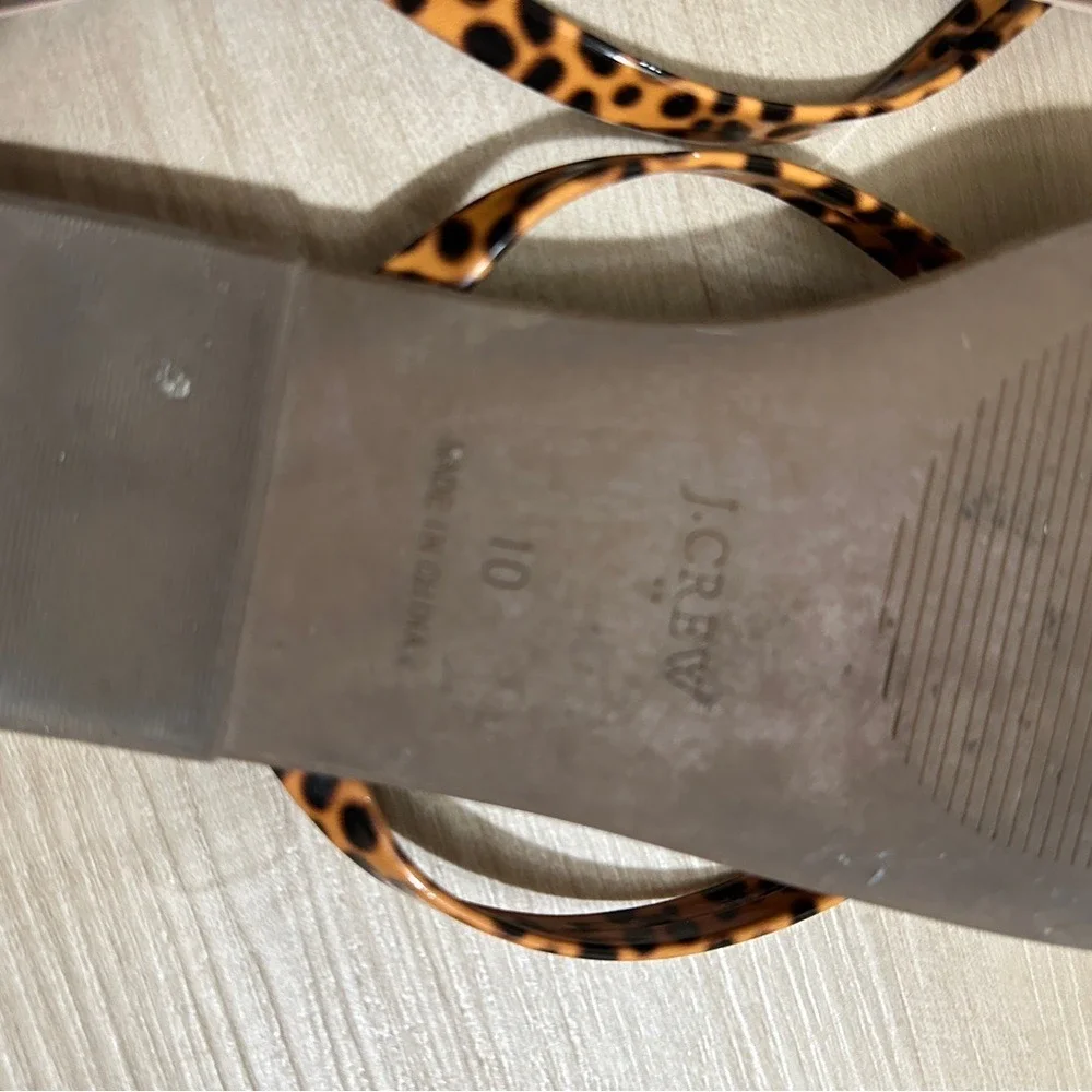J.Crew Brown Animal Print Thong Flip Flop Sandals Size 10‎